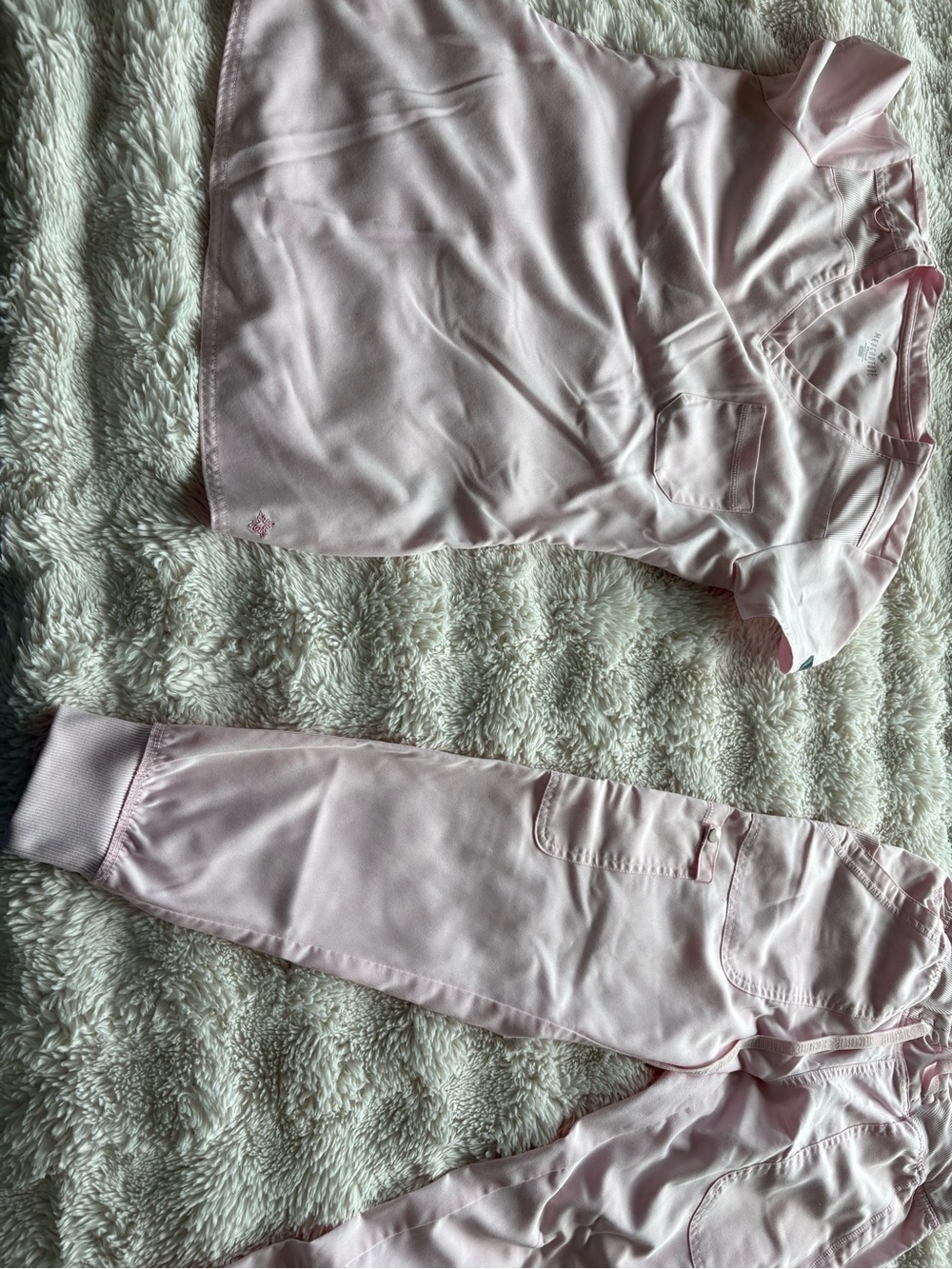Med Couture Light Pink Scrub Top & Jogger Pants Set